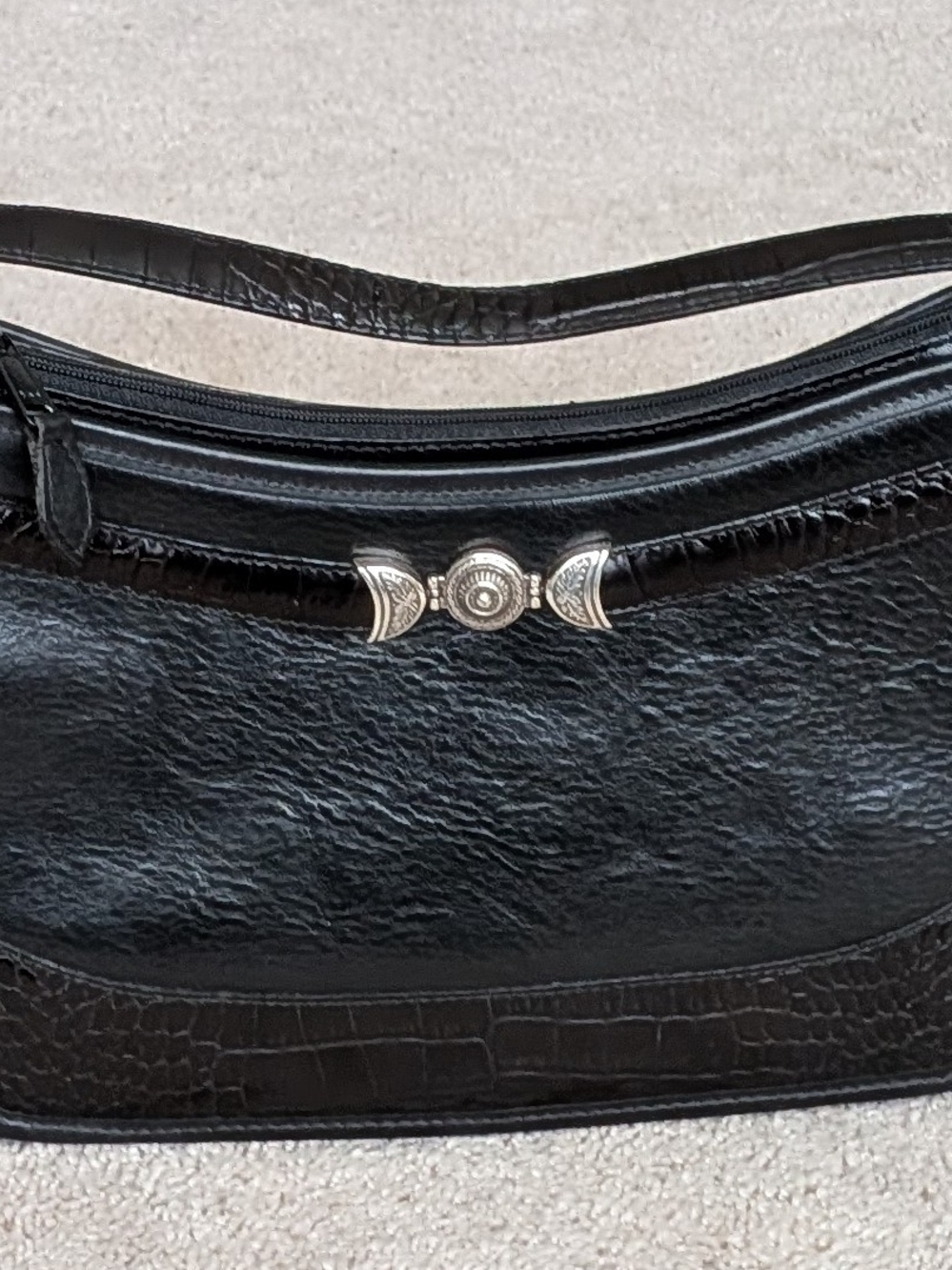 Brighton Black Shoulder Bag with Silver Accent. Used In Very Good Condition